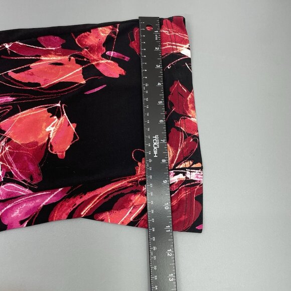 Susan Graver Jumpsuit Liquid Knit Floral Wrap Wide Leg Black Womens M Petite - Picture 14 of 14